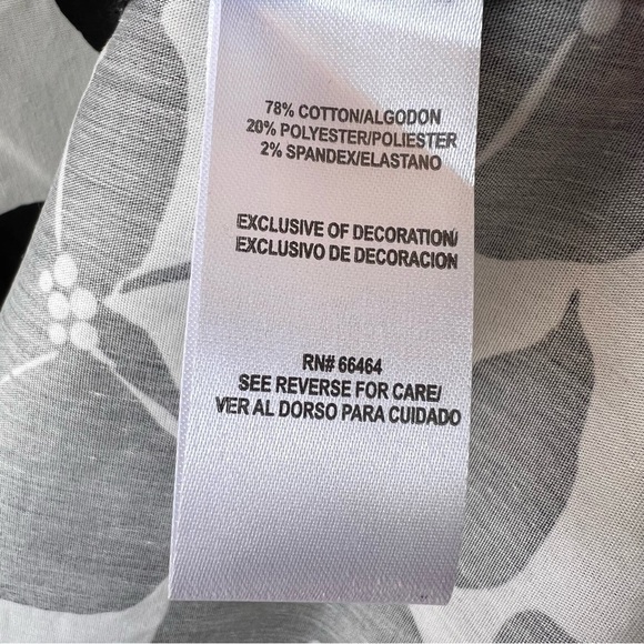 BLACK + WHITE FLORAL  A-LINE LIGHTWEIGHT DRESS CINCH WAIST V-NECK SIZE 14 - Picture 5 of 9